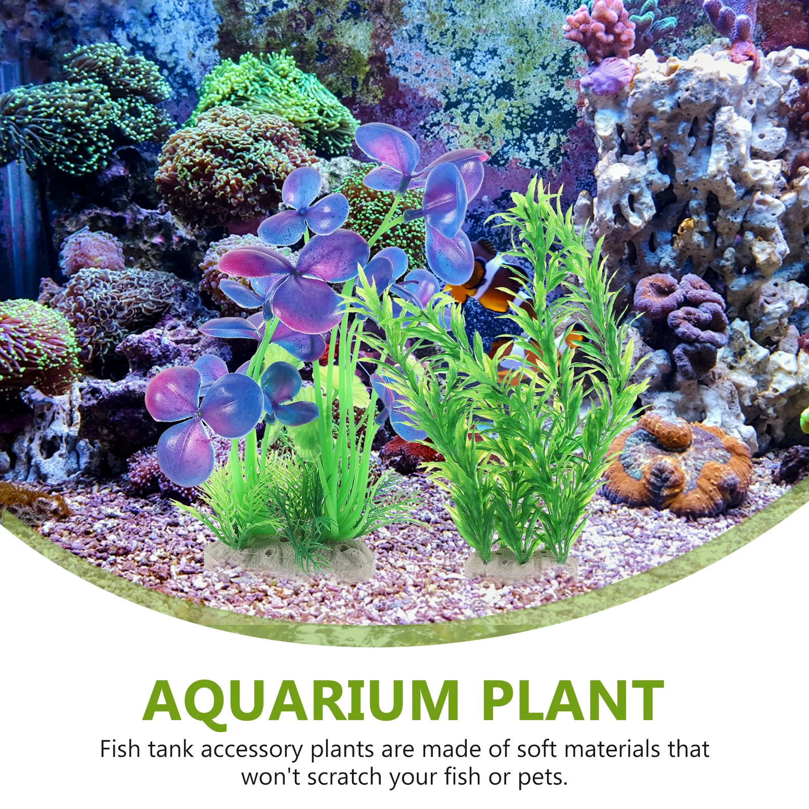 

5pcs Aquarium Plants Decor Set for Fish Tank Plastic Water Safe Durable Realistic Nonfade Ornament Suite Aquatic Plant