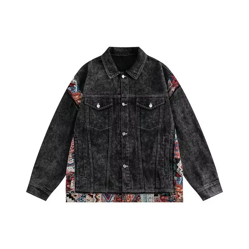 Korean-style denim jacket women retro old fashion stitching design sense niche loose cardigan jacket in spring and autumn