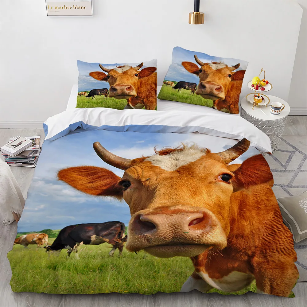 Imagem -05 - Highland Cow Duvet Cover King Queen Sizefarmhouse Animal Bull Bedding Grupo Engraçado Cute Herbívoros Quilt Cover For Kids Boys Girls