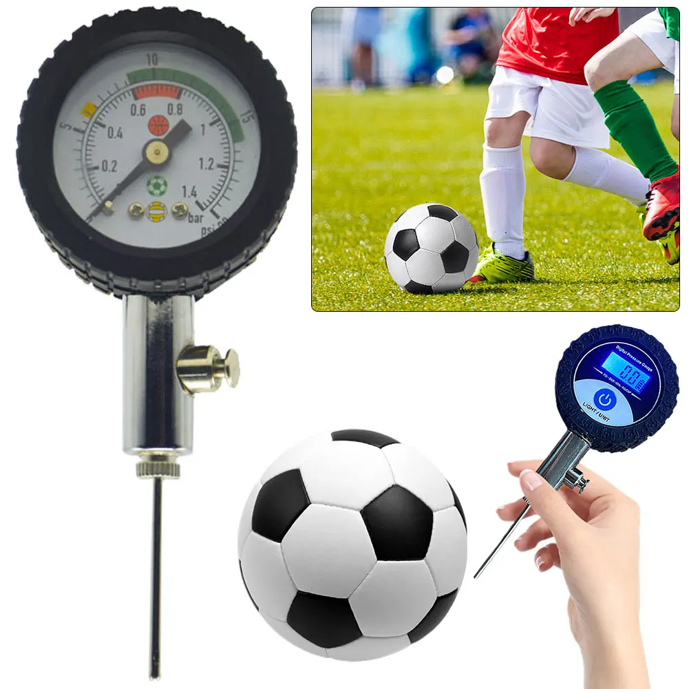 1 Uds medidor de presión de fútbol de acero inoxidable medidor de presión de balón de fútbol reloj de aire fútbol voleibol baloncesto barómetros