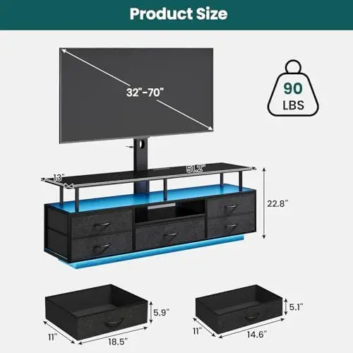 TV Stand with Mount for 32/55/65/70 inch TVs, 51.2
