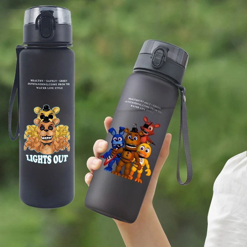 

650ml Five Nights At Freddys Sports Water Bottle FNAF Motivational Leak Proof Portable Reusable Cups Outdoor Travel Gym Jugs