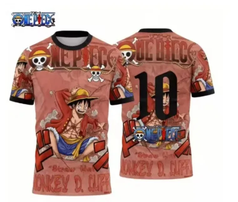 

One Piece Co-branded Jersey T-shirt Straw Hat Crew Characters Quick-dry Soccer Shirt Anime Merchandise Short Sleeve