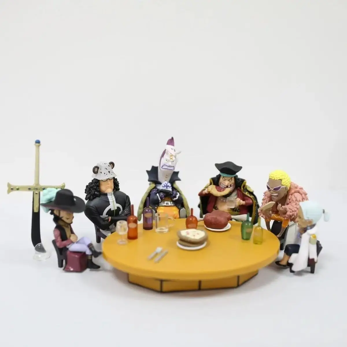 One Piece Anime Figures Seven Warlords of the Sea Round table Ornaments Manga Statue PVC Action Figurine Collectible Model Toys