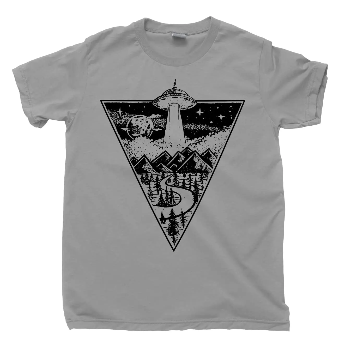 Alien Flying Saucer T Shirt Extraterrestrial UFO Abduction Triangle Tee