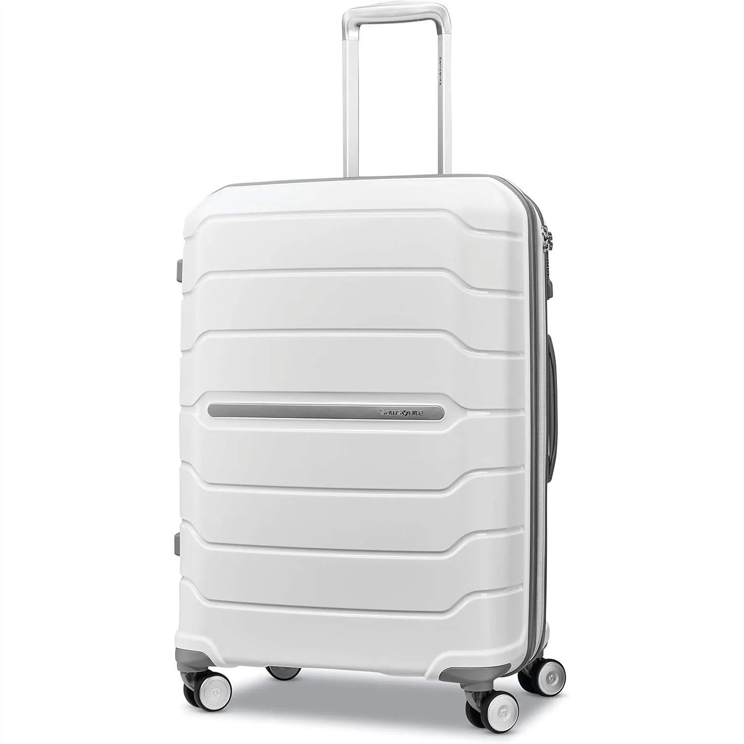 

Hardside Expandable Luggage with Double Spinner Wheels, 24-Inch Checked Medium, White