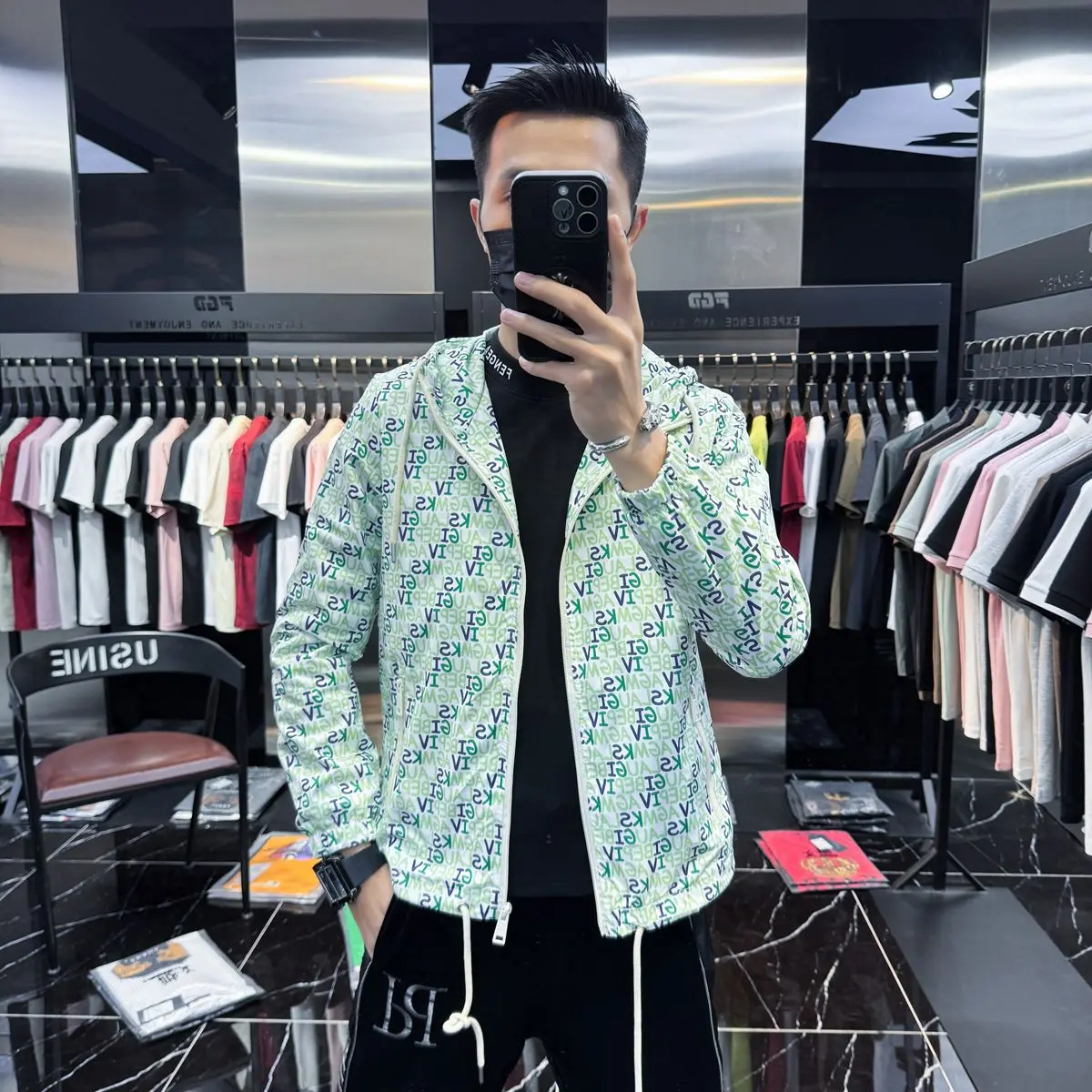 

Мужская высококачественная куртка с капюшоном, мужская весна-осень 2021, новая модная тенденция, тонкое пальто с буквенным принтом