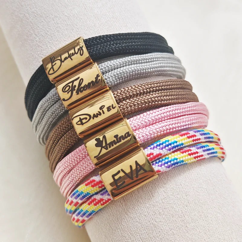 Customized Bracelet Handmade Weaving Name Rainbow Color Boys and Girls Gift
