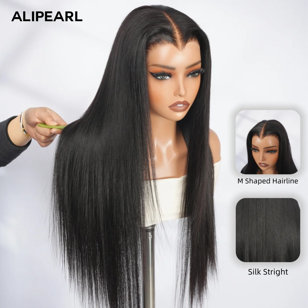 [New]AliPearl Glueless Ready to Go Straight Human Hair Wig 6x8 Lace Front Pre Cut Pre Plucked M Hairline Wig with Drawstring