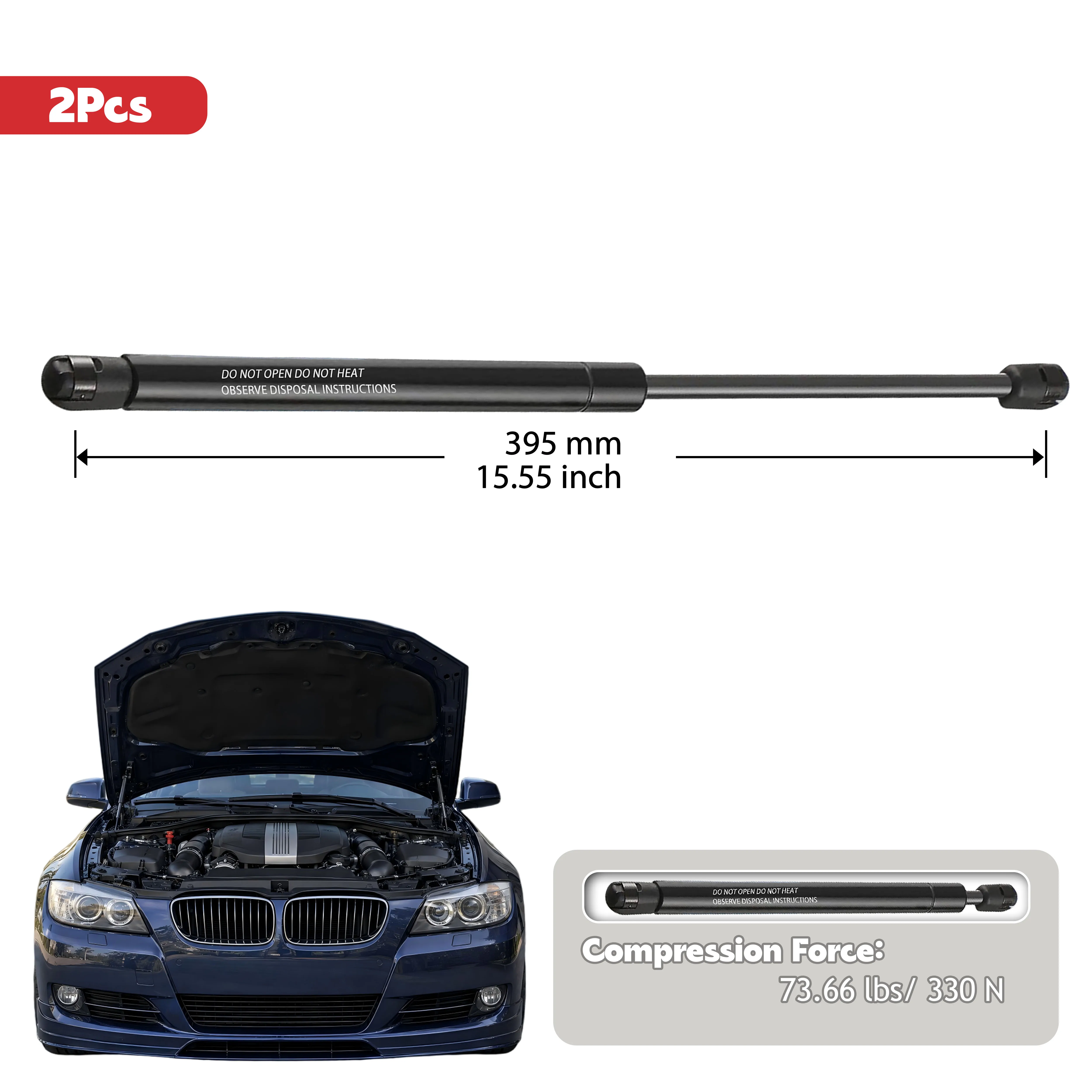 2Pcs Bonnet Gas Spring for BMW Alpina 3 Series E90 E91 E92 E93 2004-2013 Hood Lift Support OE 51237060550