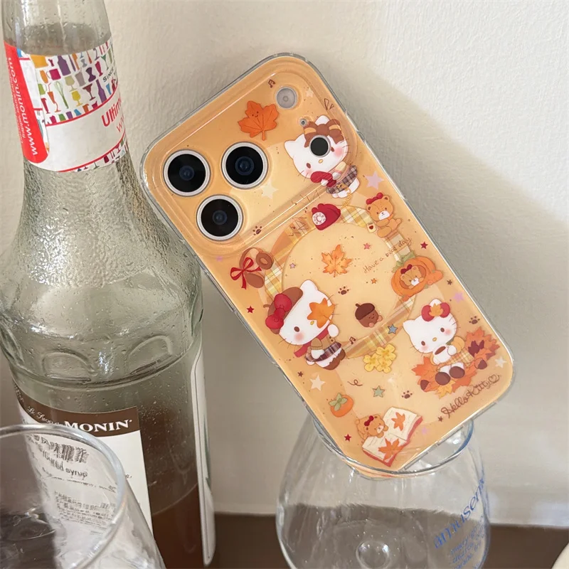 Funda de teléfono magnética Kawaii de dibujos animados Hellokitty para iPhone 16 17 Pro 14 15 Pro Max con soporte para fundas Magsafe para iPhone 1