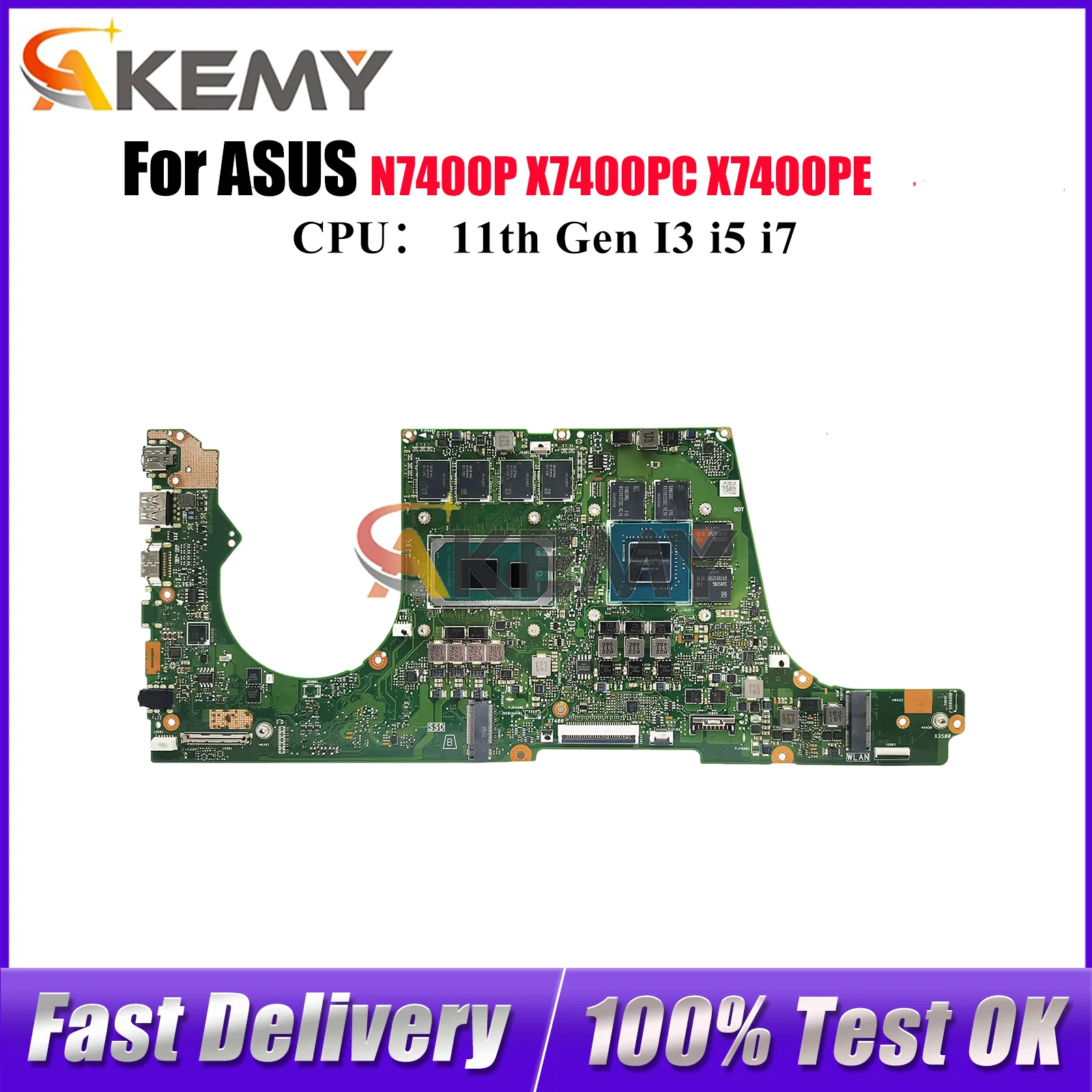 

X7400PC Laptop Motherboard For ASUS K3400P K3500P N7400P V3500P X7400PE X7400P V3400P X7400PC Mainboard With 11th Gen I3 i5 i7