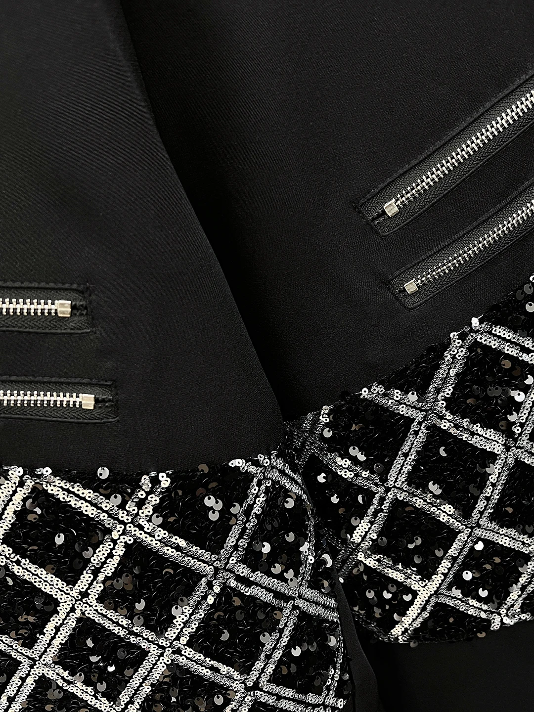 Male 2025 Autumn New Handsome Niche Sequined 2pcs Splicing Loose Shoulder Pads Fashion Two-piece Sets High-end Trendy Jacket Set