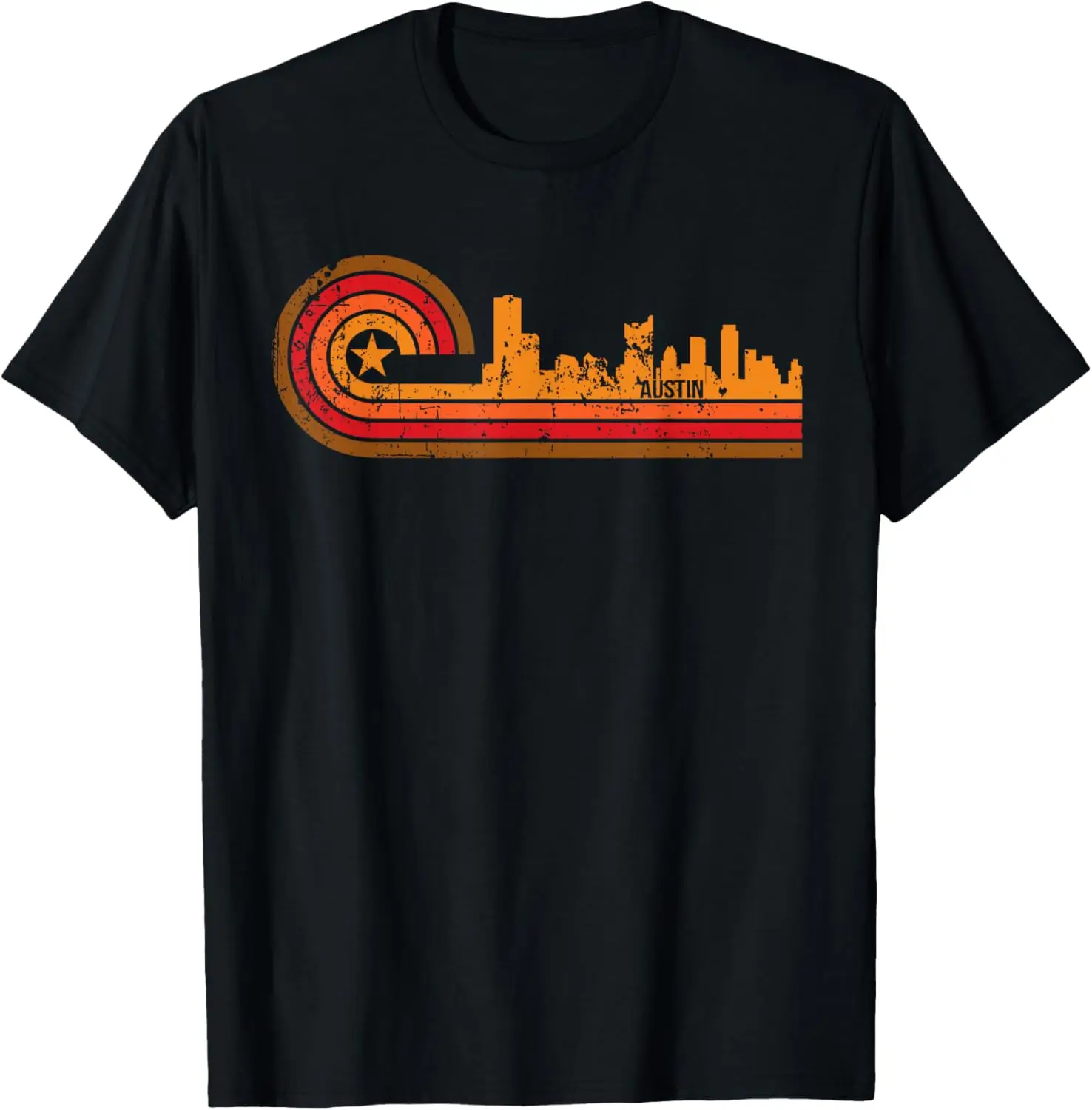 Retro Austin Cityscape - Austin TX Skyline T-Shirt