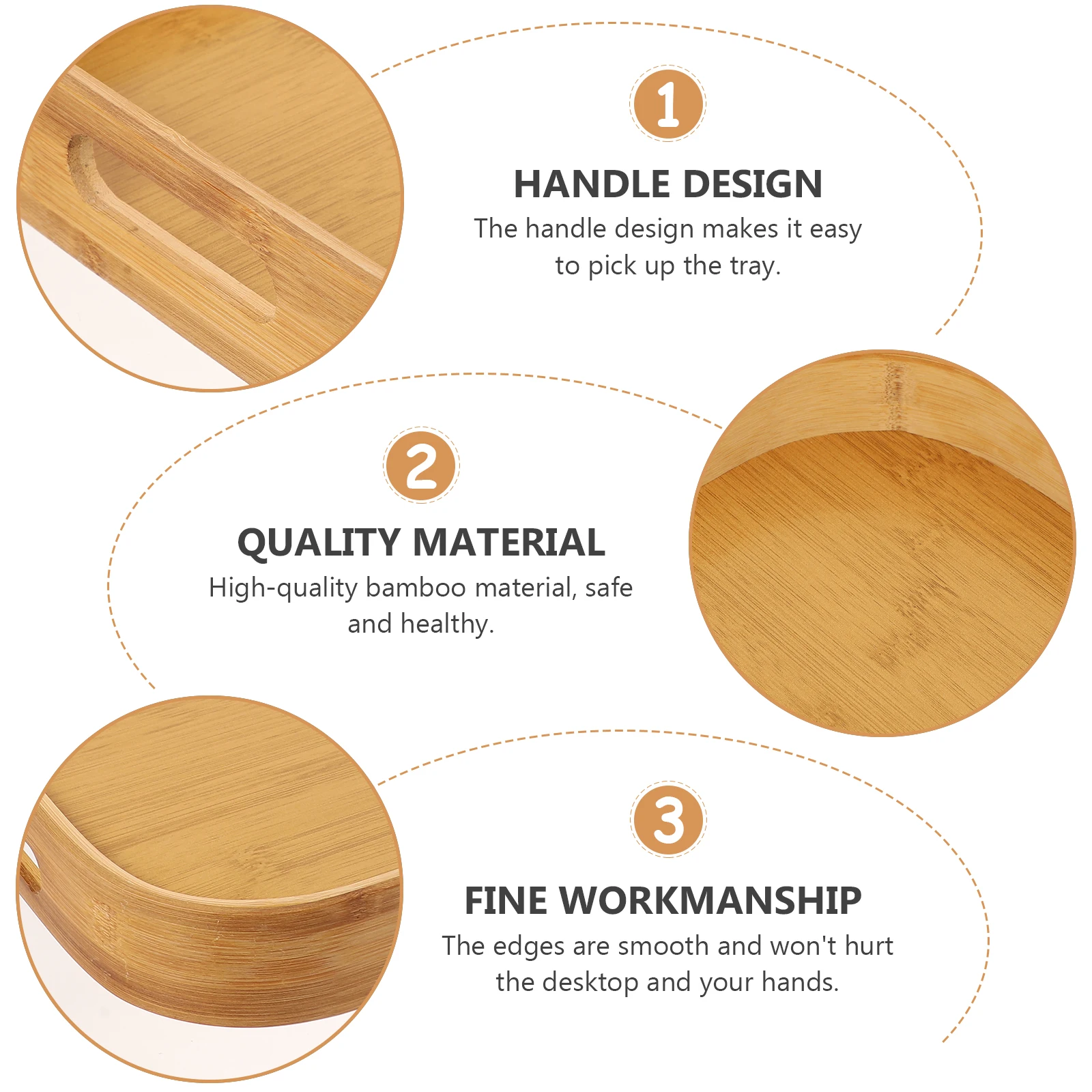 

Bamboo Storage Tray Lightweight Food Serving Home Practical Dessert Fruit Snack Holder Portable Solution