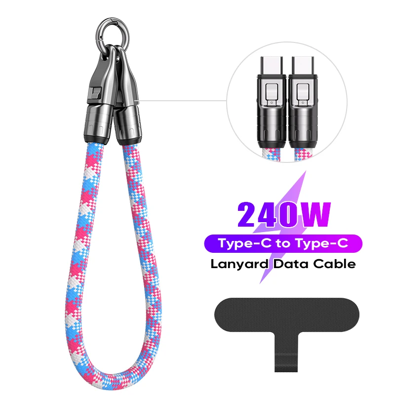 Mobile Phone Lanyard Anti Theft Phone Wrist Strap Cross Body Built-in 240W USB C Charging Cable Strap for IPhone16/Samsung S20
