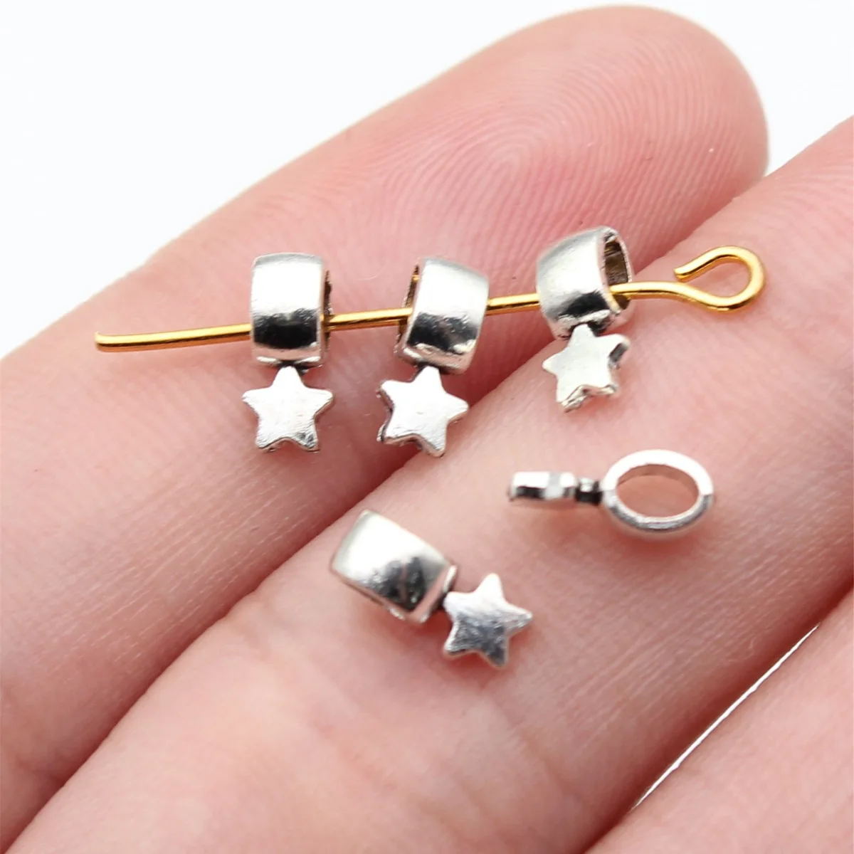 40pcs 8.5x4x3.8mm Antique Silver Color Small Star Charms Pendant DIY Jewelry Making Materials