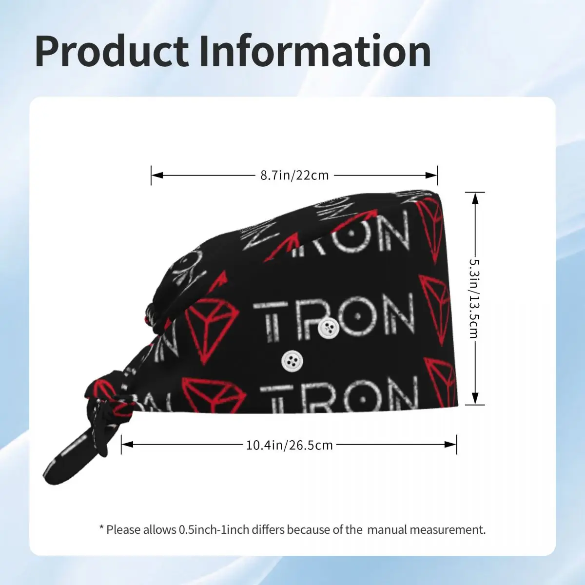 Tron TRX Distressed Crypto Trader Logo Scrub Hat Doctor Working Surgical Cap Unisex Adjustable Nursing Caps for Dentist