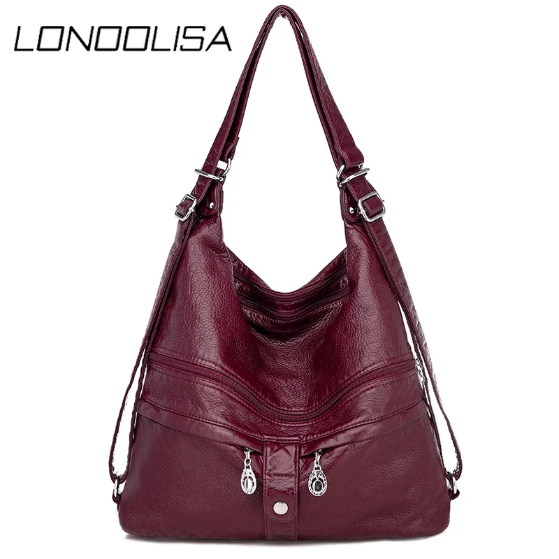 High Quality Leather Multifunction Women Bags Casual Female Large Capacity Backpack Luxury Designer Shoulder Bags for Women