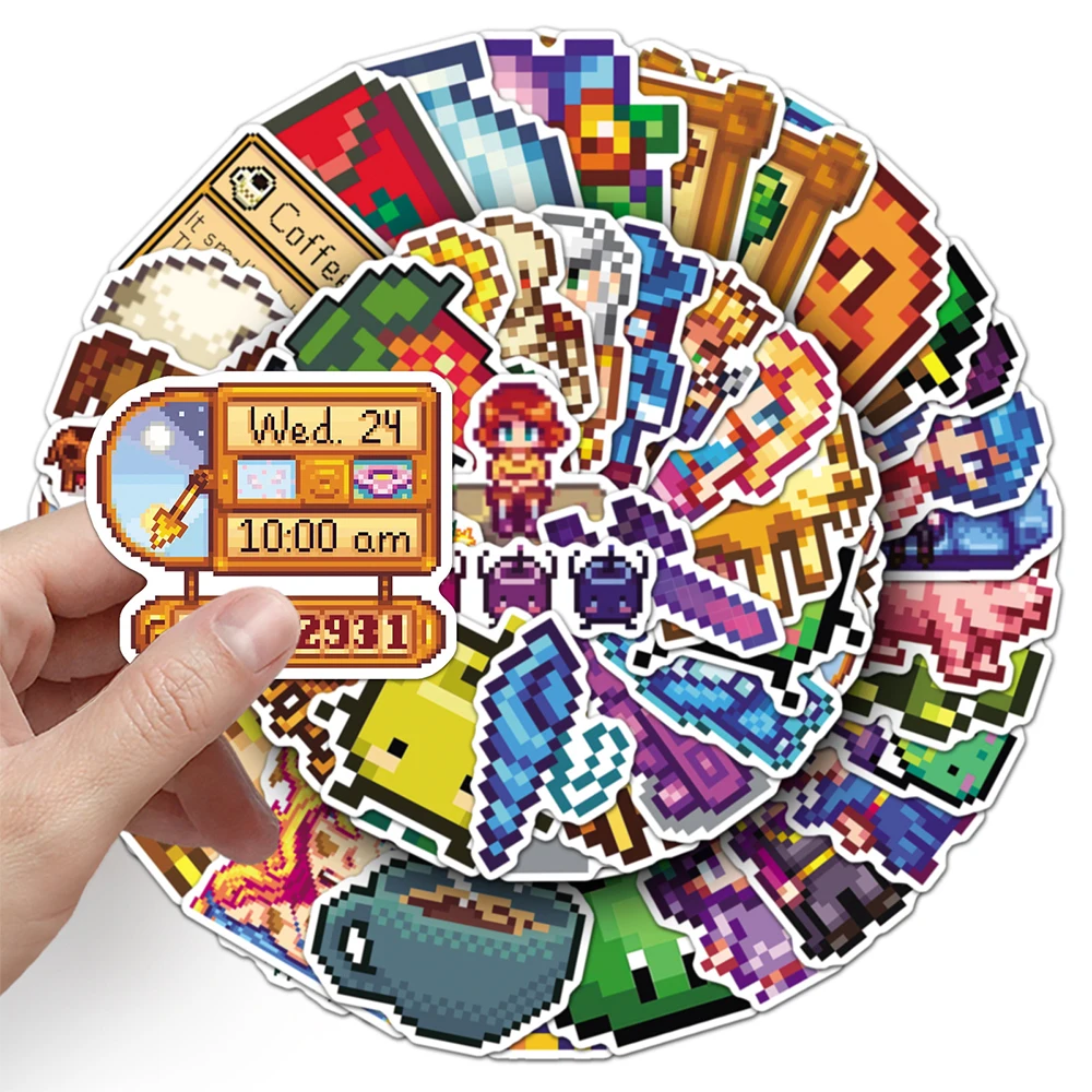 

10/30/50pcs Funny Pixel Game Stardew Valley Cartoon Stickers DIY Phone Case Notebook Stationery Car Cute Decoration Sticker Pack