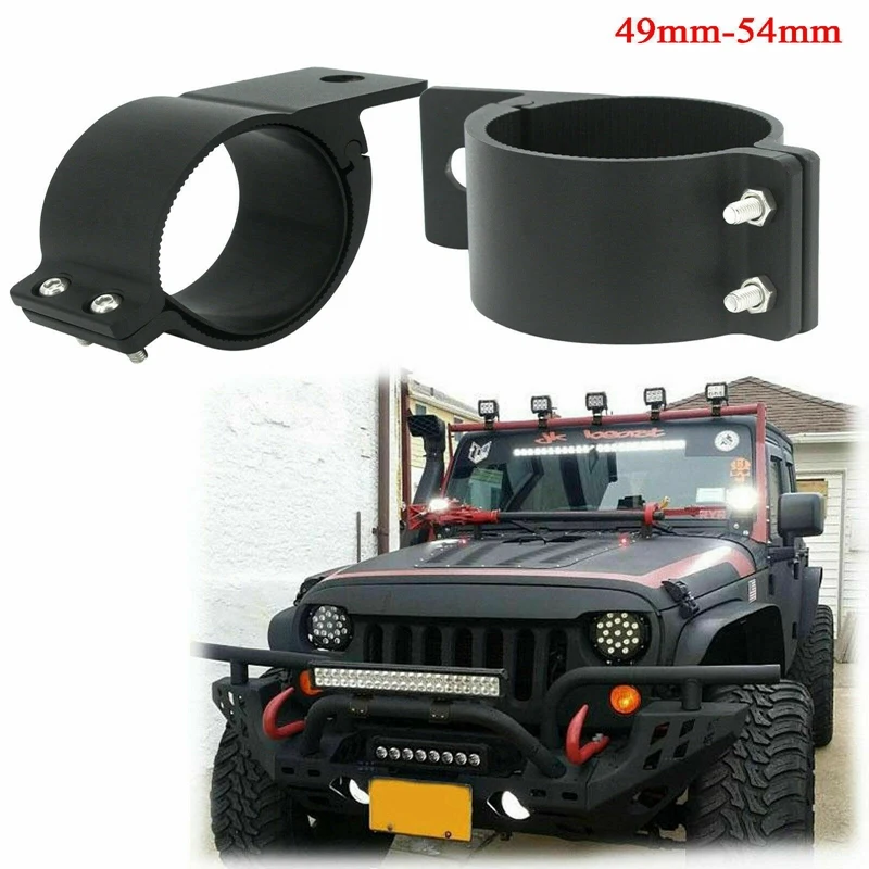 2X 2Inch 49-54Mm Bull Bar Roll Cage Mount Bracket Clamps LED Work Light Bar Holder For SUV ATV Truck Motorcycle Boat