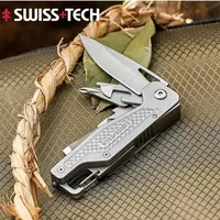 Swiss Tech 13 In 1 Folding Multitool Pocket Knife Scissors Saw Multi-functional EDC Combination Tool Outdoor Equipment