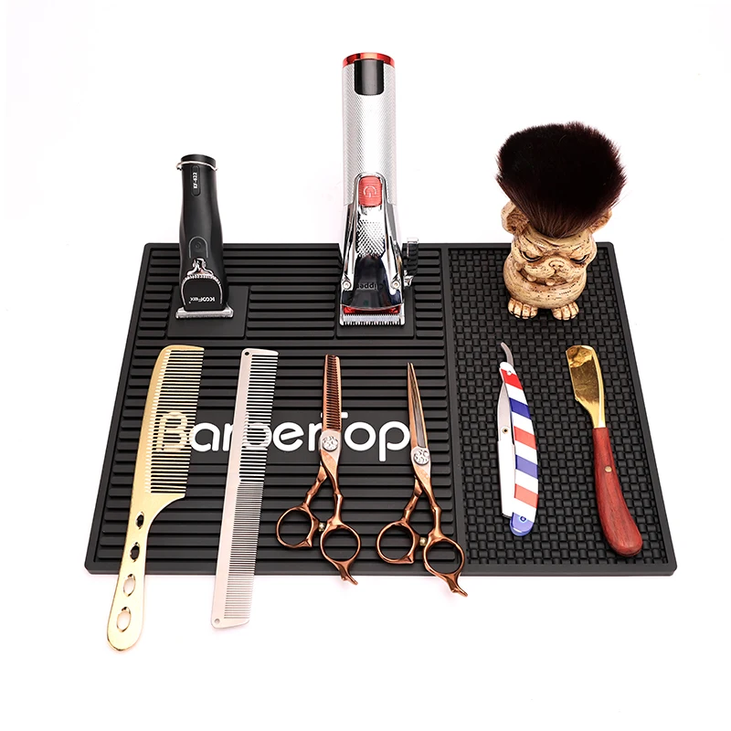 Barbershop Silicone Magnetic Waterproof Table Mat Hairdresser Scissor Combs Storage Cushion Salon Professional Tools Accessories