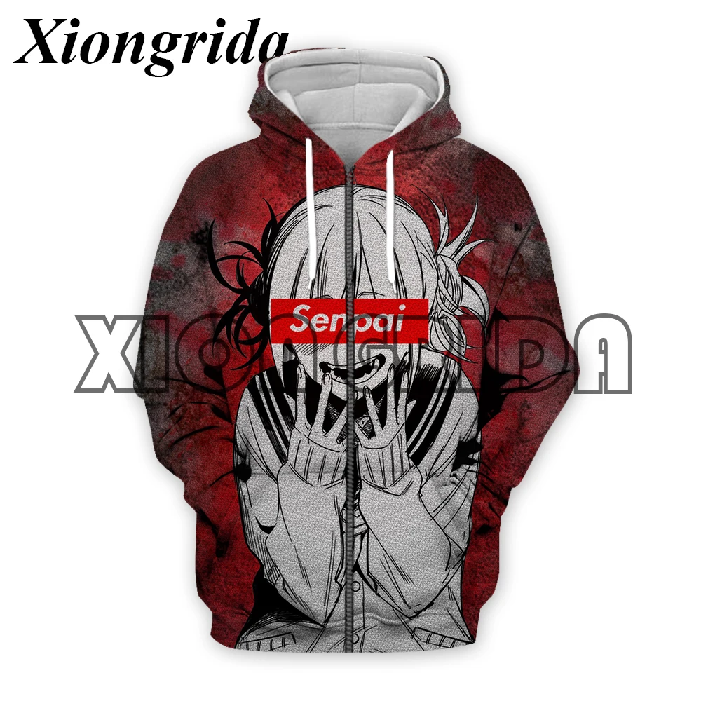 

Himiko Toga Zip Hoodies 3D Anime Himiko Toga Printed Mens Sweatshirt Harajuku All Over Print Unisex Pullover Hood Casual Top