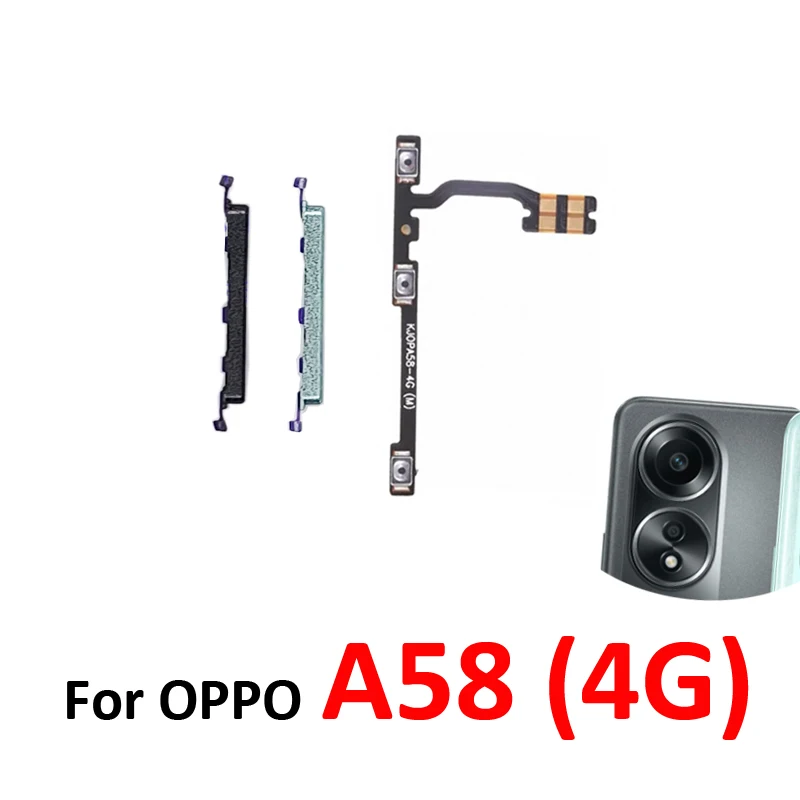 For Oppo A58 4G CPH2577 Phone New Volume Up Down External Button Key Internal On Off Flex Cable Repair Parts Black Green