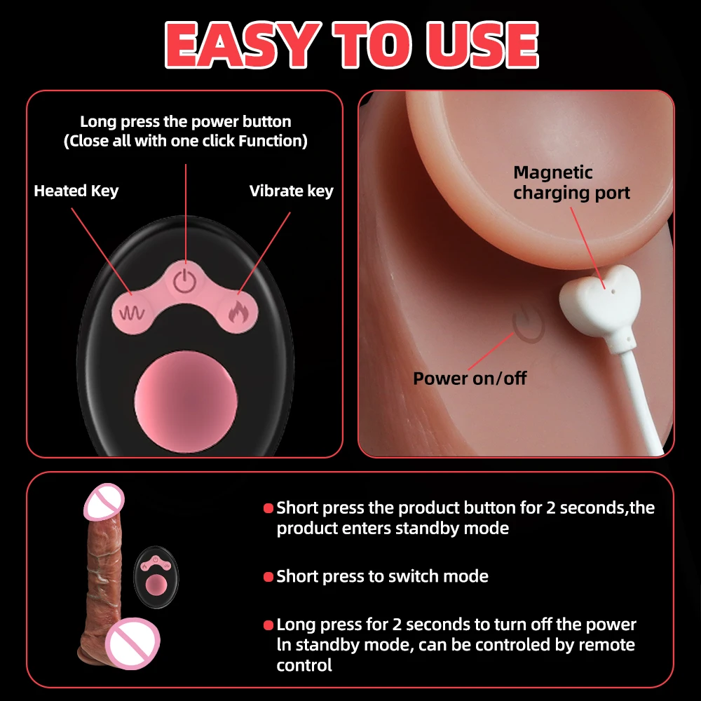 واقعية دسار الهزاز للنساء قضبان اصطناعية الجنس لعب التدفئة ديك التحكم عن بعد القضيب هزاز تلسكوبي دسار الشرج الجنس المنتج #6