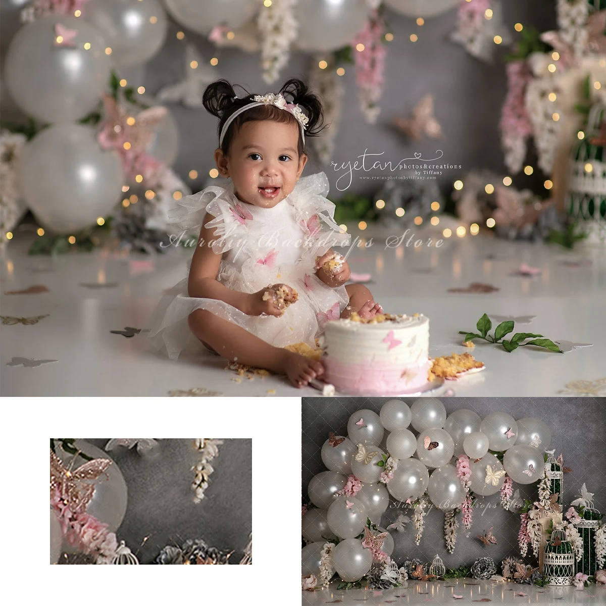 

Wisteria Garden Backgrounds Cake Smash Kids Adult Photography Props Child Baby Balloon Arch Decors Studio Photo Backdrops