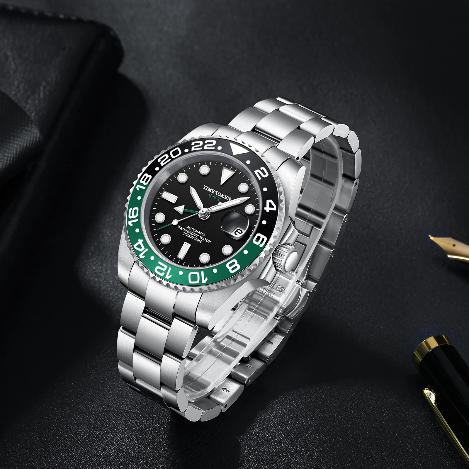 Custom 40mm DIY นาฬิกากลไกอัตโนมัติ - Sapphire High-end Luxury Business Journal ผู้ชายนาฬิกาข้อมือกันน้ําส่องสว่าง