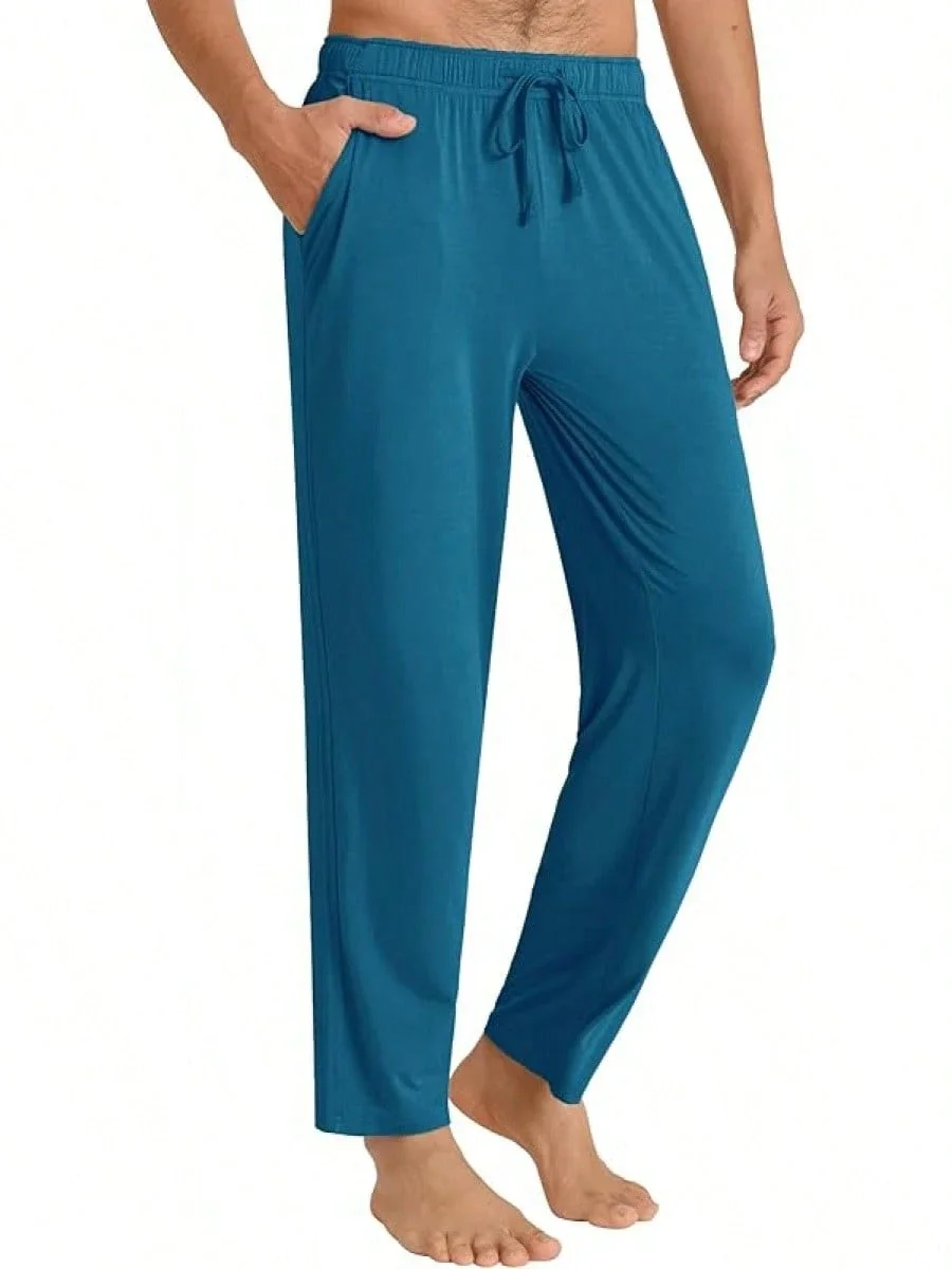 Mens Soft Viscose Lounge Pants With Drawstring Waist And Pockets