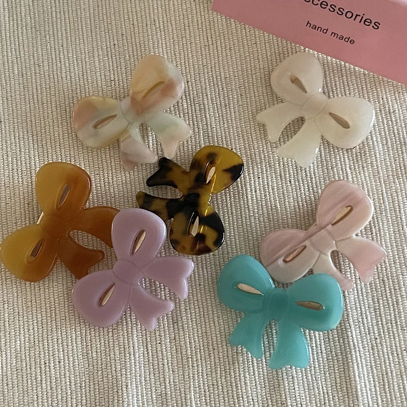 Cute Bow Hairpin Acrylic Bang Hairpin Women's New Cute Edge Clip One Line Clip Hairpin Handmade Headwear