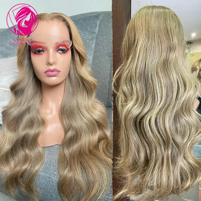 

HD Transparent Full Lace Wigs Ginger Blonde Body Wave Wig Pre Plucked 13x4 Lace Front Human Hair Wigs Brazilian Remy Hair 150%