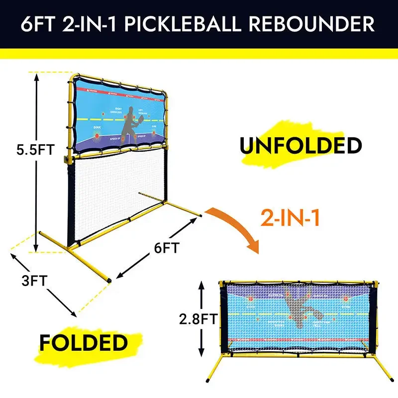 JMZ Tennis Rebound Net Adjustable Height Training Rack for Beginners Adults Heavy Duty 9000g Base Portable Foldable for All