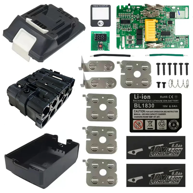 BL1830 Li-Ionen-Batteriegehäuse, Ladeschutzplatine, PCB, LED-Digitalanzeige, Box für Makita 18 V 6,0 Ah Gehäuse