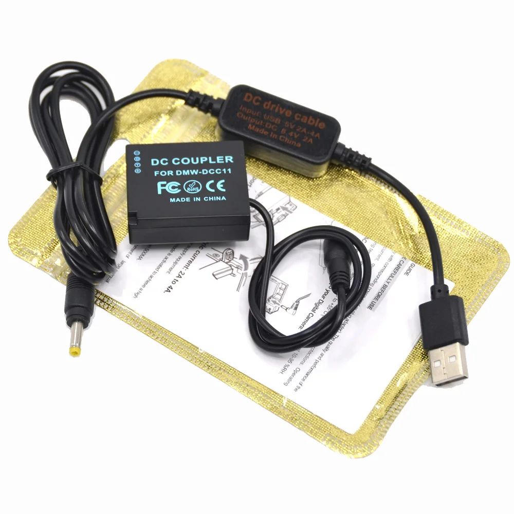 شاحن بنك الطاقة مع كابل USB ، بطارية الدمية ، DMC-GF6 Lumix GF5 GF3K GX7 S6 ZS100 LX100 GX80 GX85 ZS200 TZ100 ، 5 فولت ، 5 فولت