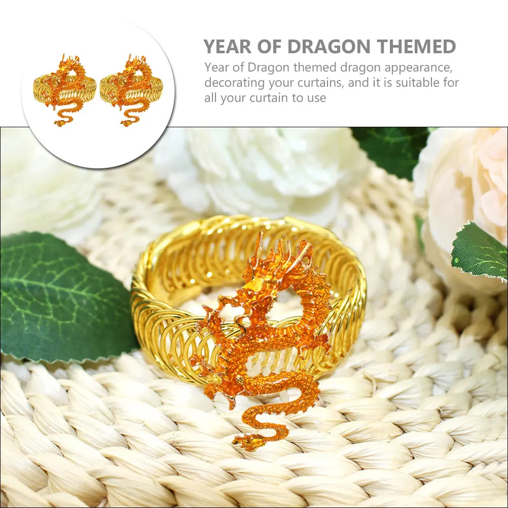 

2Pcs Curtain Buckle Year of Dragon Theme Decorative Holdback Fastener Curtain Tie for Home Living Room Bedroom