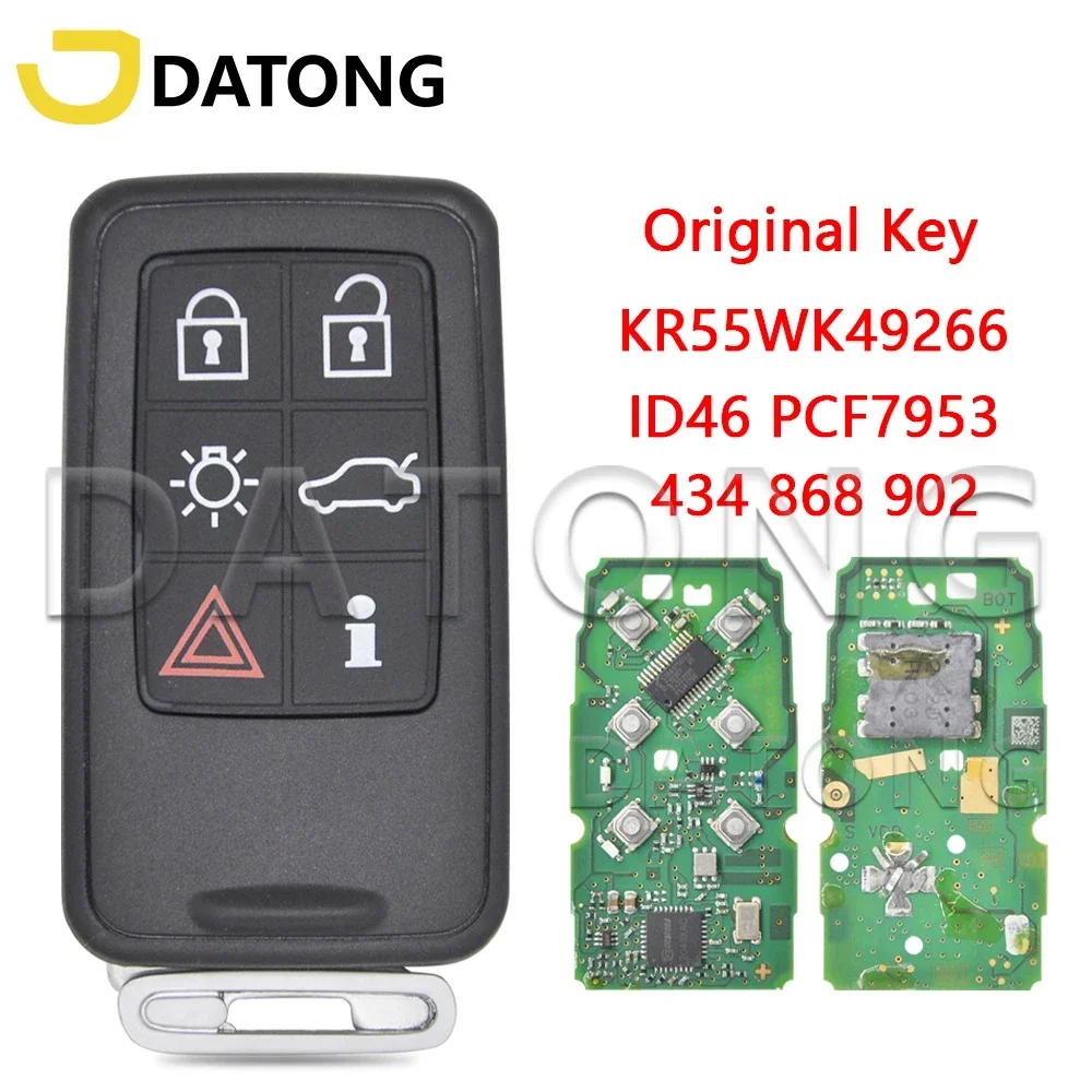 

World Car Remote Key Datong For Volvo S60 S80 XC60 XC70 V40 V60 V70 KR55WK49266 ID46 434/868/902MHz Original Promixity Card