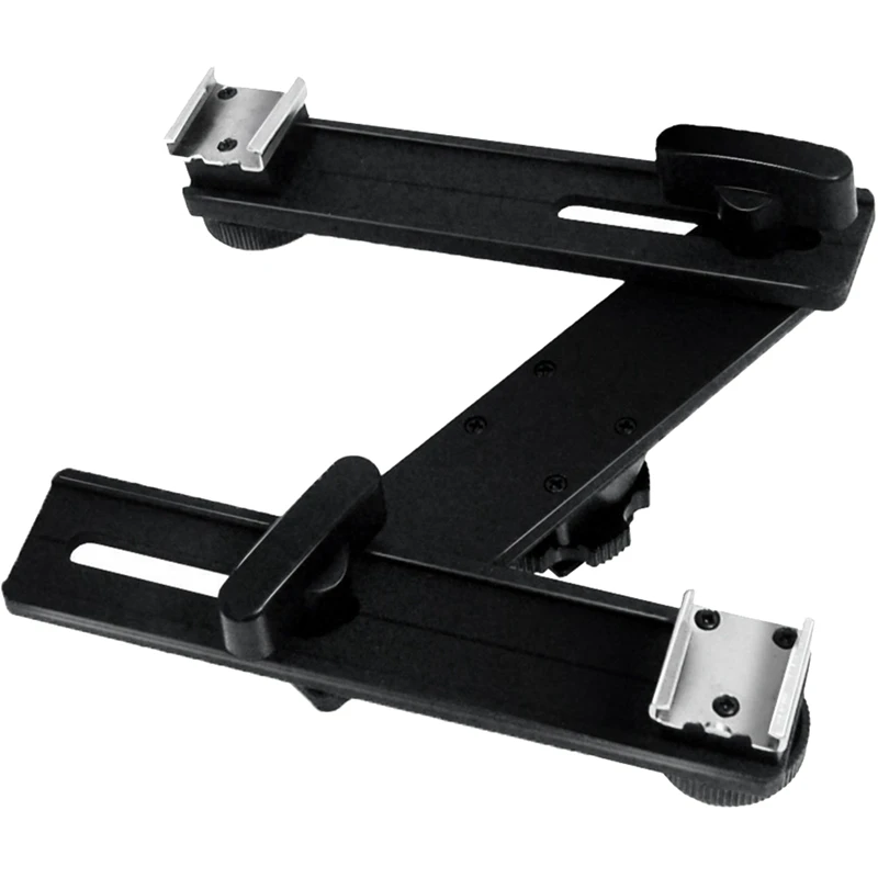 Double Hot Shoe Mounting Bracket For Camera Video Twin Speed Light Flash Holder Stand For DSLR Cameras Macro