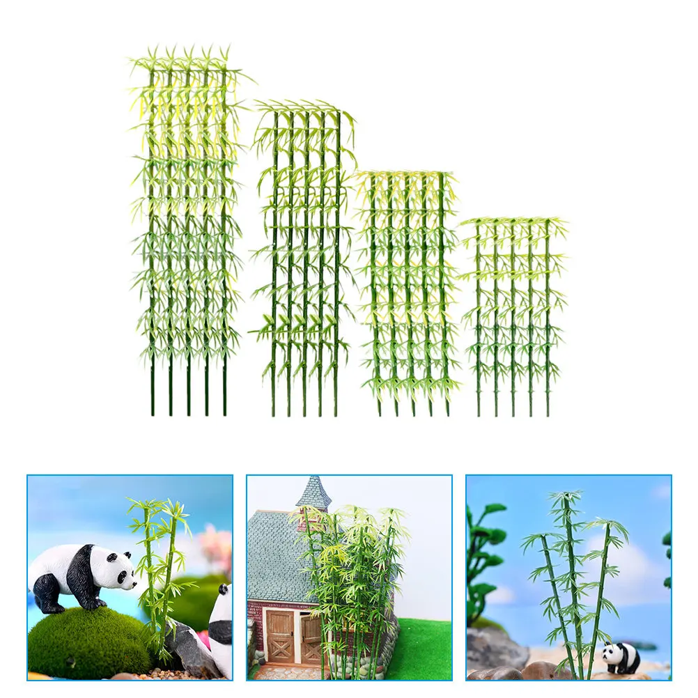 20Pcs Miniature Artificial Bamboo Greenery Plastic Fake Bamboo Plants Decor for Micro Landscape Garden Decoration