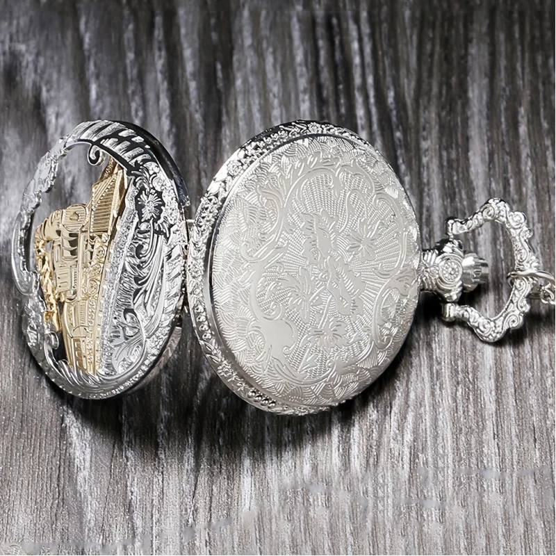 Nuevo reloj de bolsillo Reloj de bolsillo plateado Reloj de bolsillo grande plateado Jie Jin Reloj de bolsillo grande Reloj de bolsillo de tren