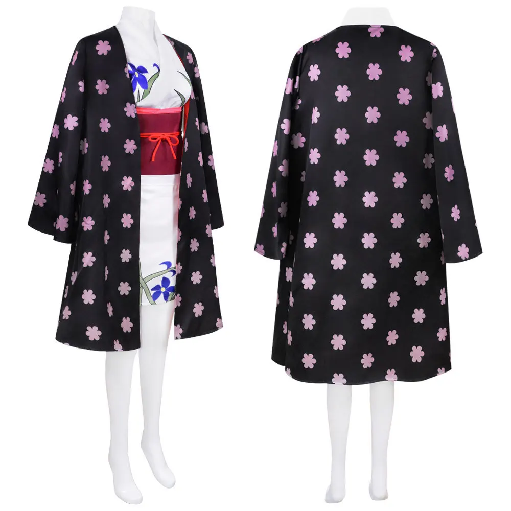 Women's Outfit Nico Robin Cosplay Costume Wano Country Kimono Floral Cloak Set view 5