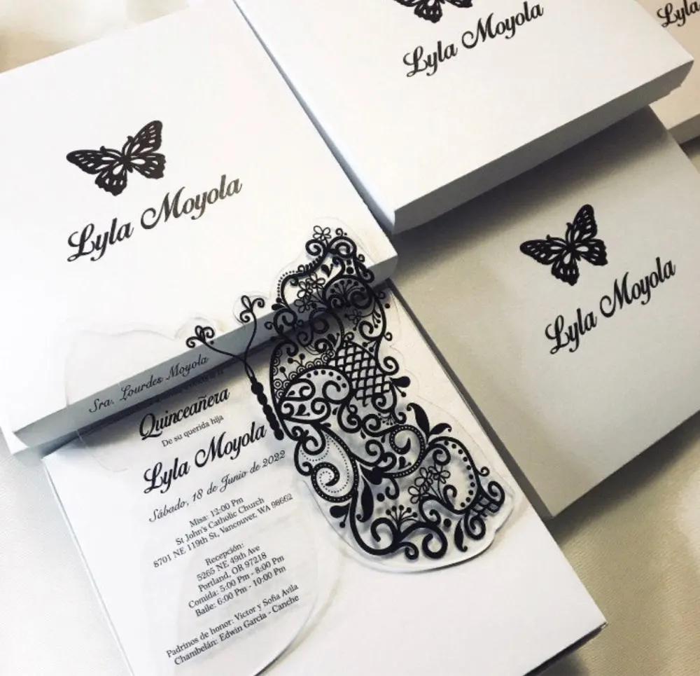 

Acrylic Invitation Wedding 10pcs Box Customize Hot Sale Butterfly Arabic Text Event Party Festive Supplies Home Garden