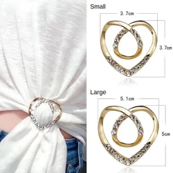 T-shirt Heart Scarf Brooches Crystal Silk Scarf Buckle Brooch Shawl Ring Clip Scarves Fastener Knotted Button Pin Accessories