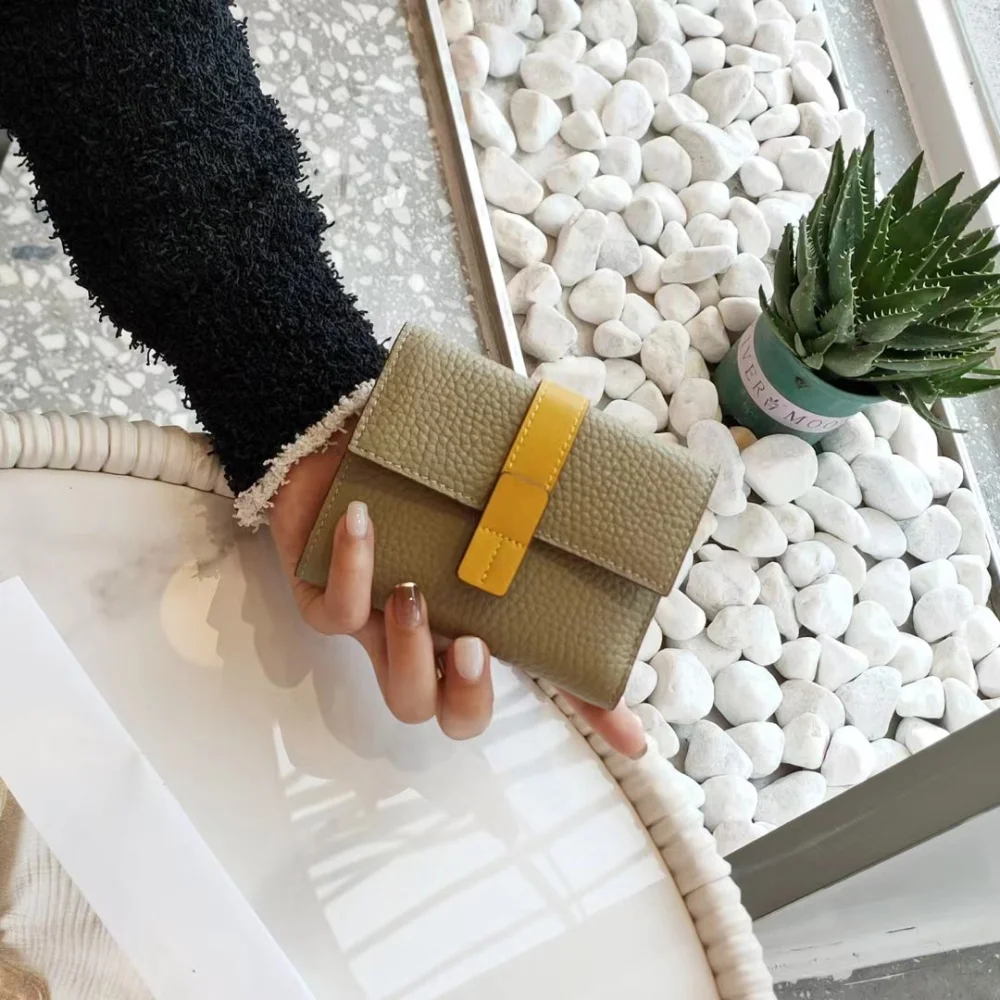 URBAN MASTER Women Short Genuine Cow Leather Trifold Wallets Zipper Coin Purse Fashion Contrast Color Female Small Card Holder