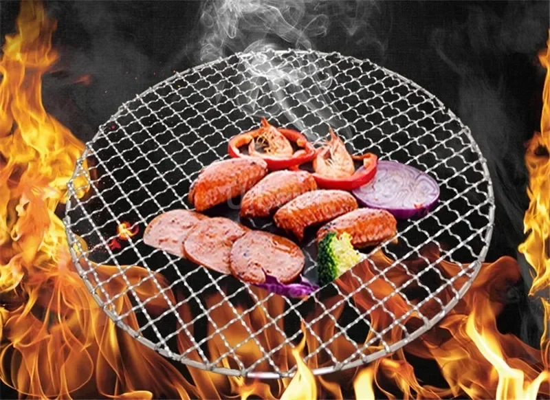 Parrilla Redonda De Acero Inoxidable 304 De 54 Cm Con Asas, Rejilla Universal Para Barbacoa De Carbón, Tetera O Fuego