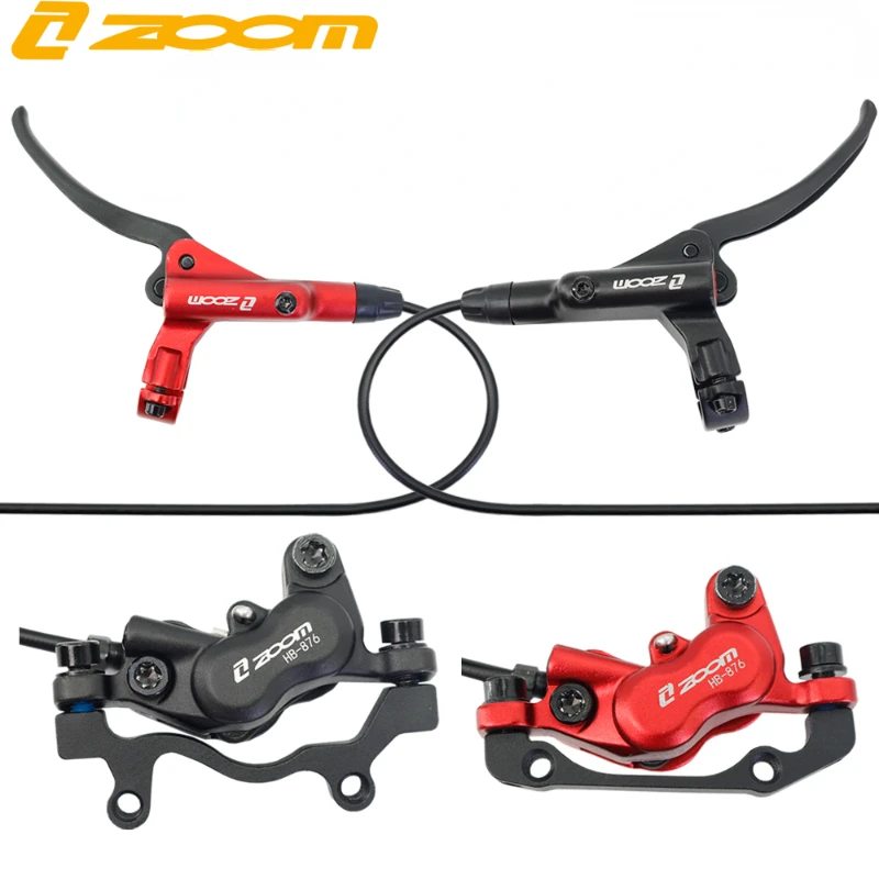 ZOOM HB876 Four Pistons Bicycle Hydraulic Disc Brake Front& Behind 800mm/1400mm MTB Bike Oil Pressure Brke Set Kits