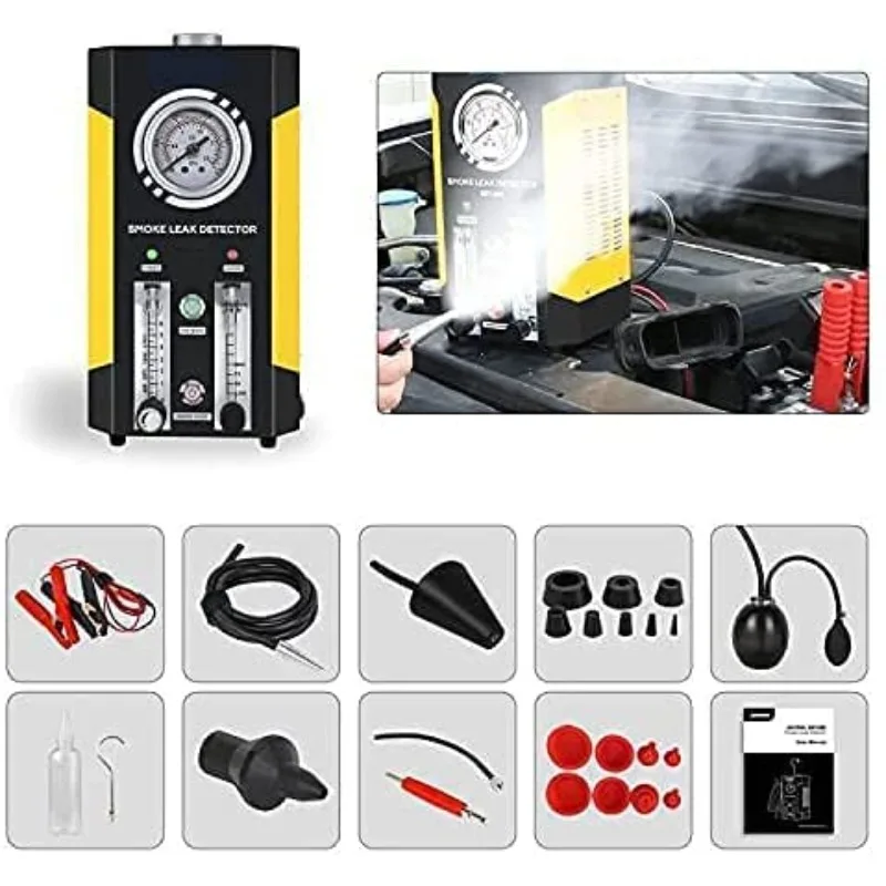 QPKING Car Smoke Machine, EVAP Smoke Leak Detector, Fuel Leakage Diagnostic Tester